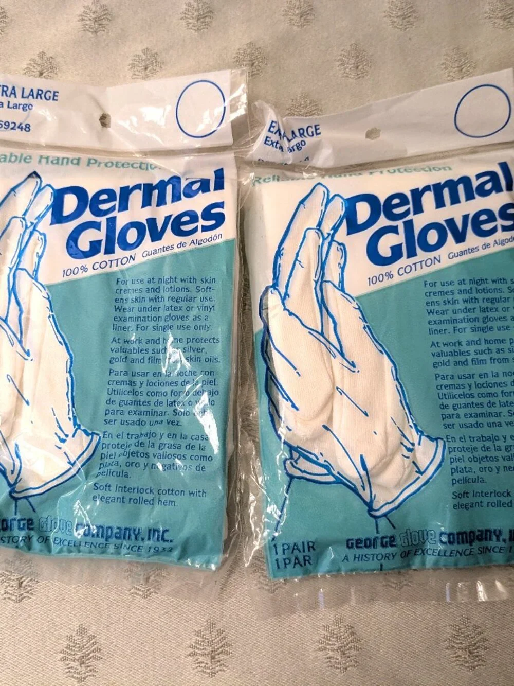 New! 2 Dozen White Cotton Dermal Gloves Extra Large